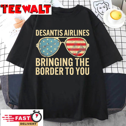 Desantis airlines bringing the border to you Retro USA Flag T-Shirt