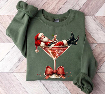 Santa'S Hot Mess Christmas Martini Sweatshirt