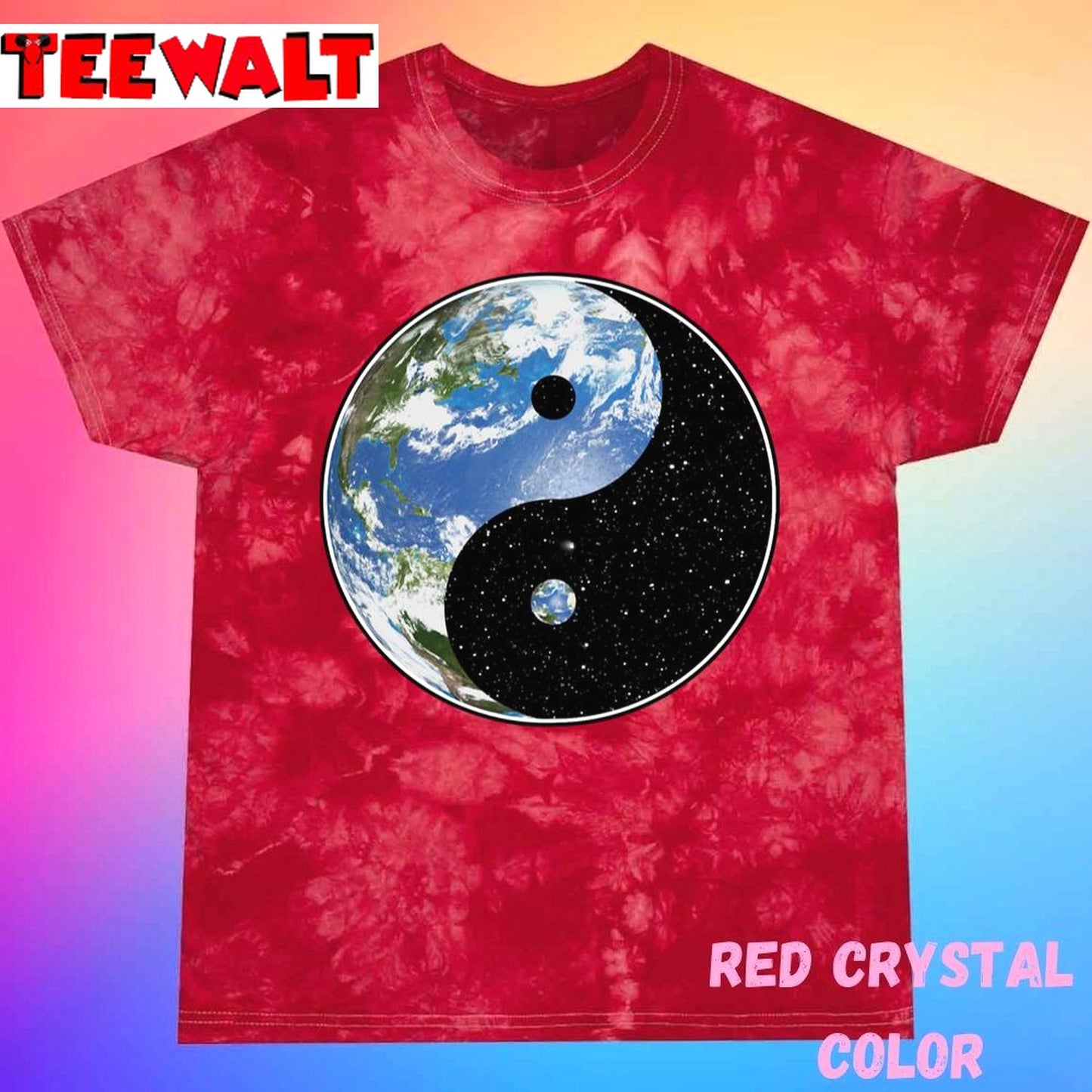 Earth And Space Yin Yang Symbol Unisex Tie Dye Tee