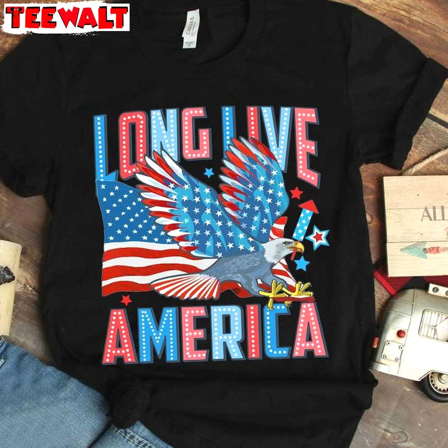 Comfort Long Live America Shirt, Must Have 4th Of July Crewneck Tee Tops