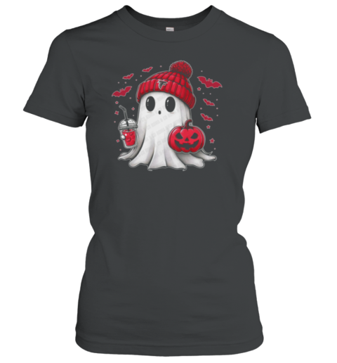 Halloween Atlanta Falcons NFL Football Fan Ghost With Pumpkin T-Shirt