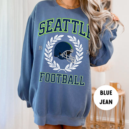 Seattle Football Sweatshirt, Vintage Seahawks Crewneck, Retro T-Shirt