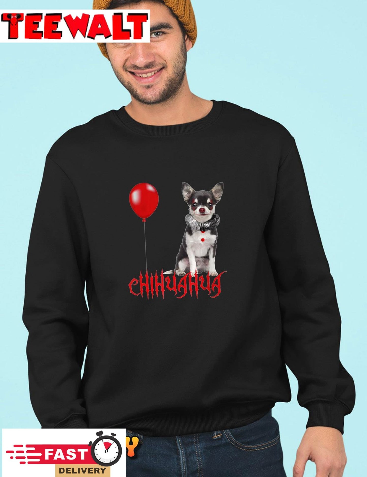 Chihuahua Dog Halloween, Chihuhua-IT-Pennywise Face T-Shirt