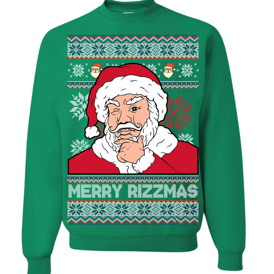 Merry Rizzmas Ugly Christmas Sweater Santa Claus Unisex