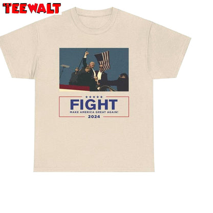 Cool Design Trump Fight Shirt, God Bless Trump New Rare Long Sleeve Tee Tops