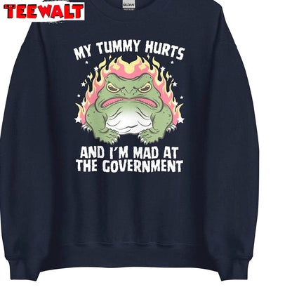 Angry Frog Unisex Hoodie, Unique My Tummy Hurts And I'm Mad At The Government Shirt Crewneck