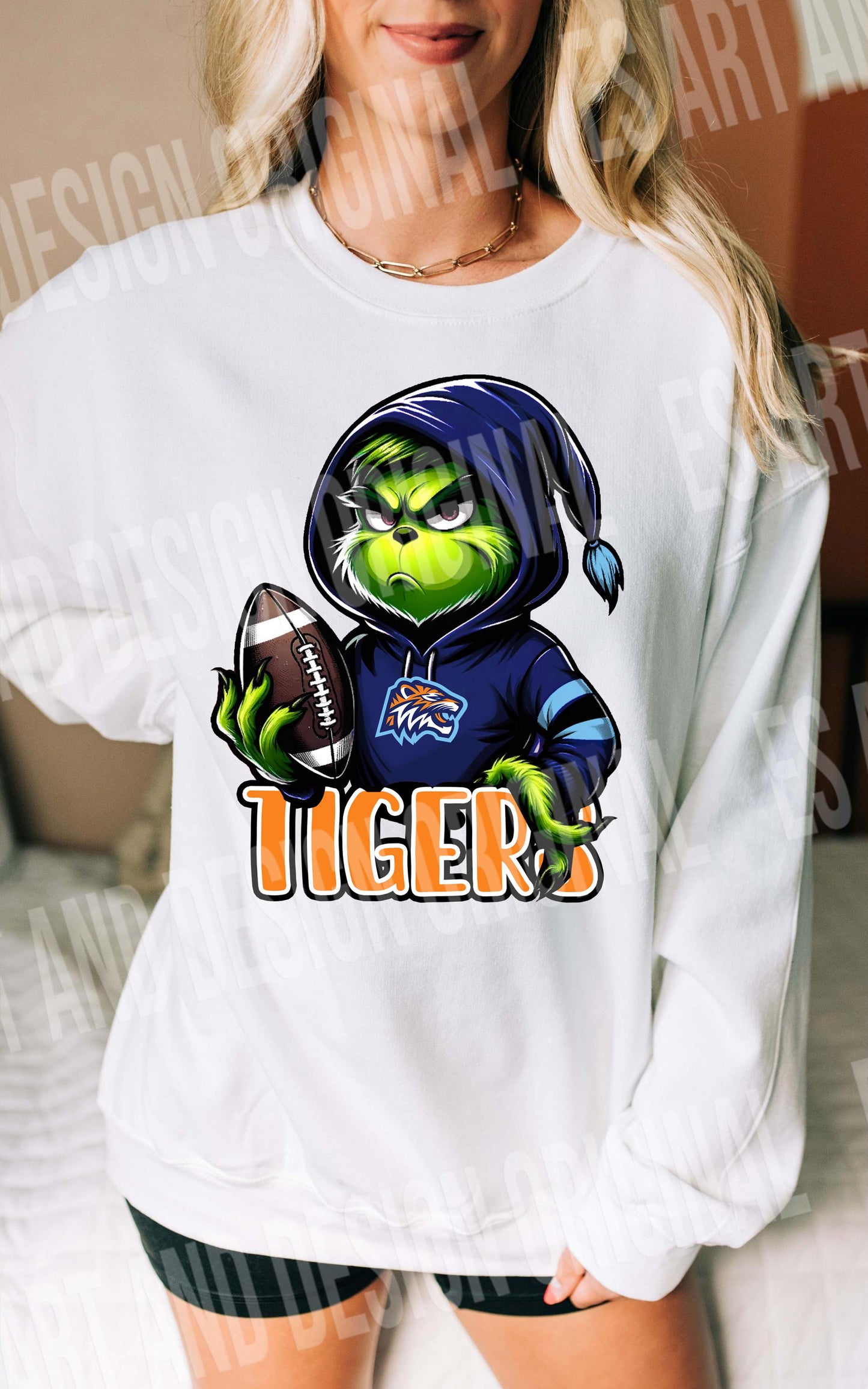 Carroll Tigers Football Grinch Graphic Tee Shirt Sports Fan