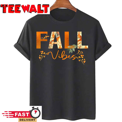 Fall Vibes Hello Autumn Vibes Bird Flowers Women Fall T-Shirt