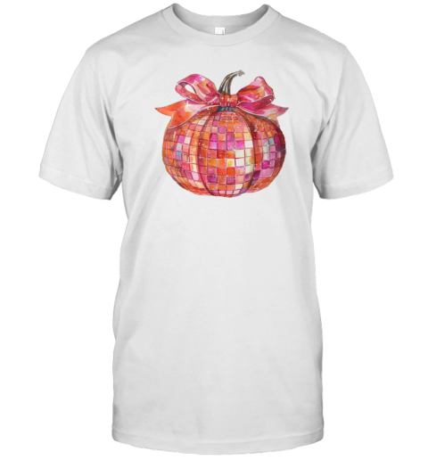 Cute Coquette Bow Disco Pumpkin Fall Autumn Halloween T-Shirt