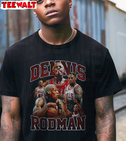 Cool Design Dennis Rodman Shirt, Vintage Basketball T Shirt Short Sleeve