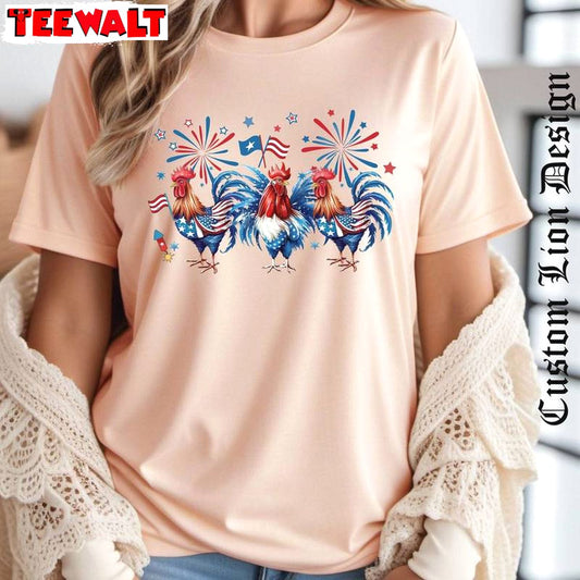 Must Have Chicken 4th Of July Shirt, Patriotic Chicken Usa Flag T Shirt Long Sleeve