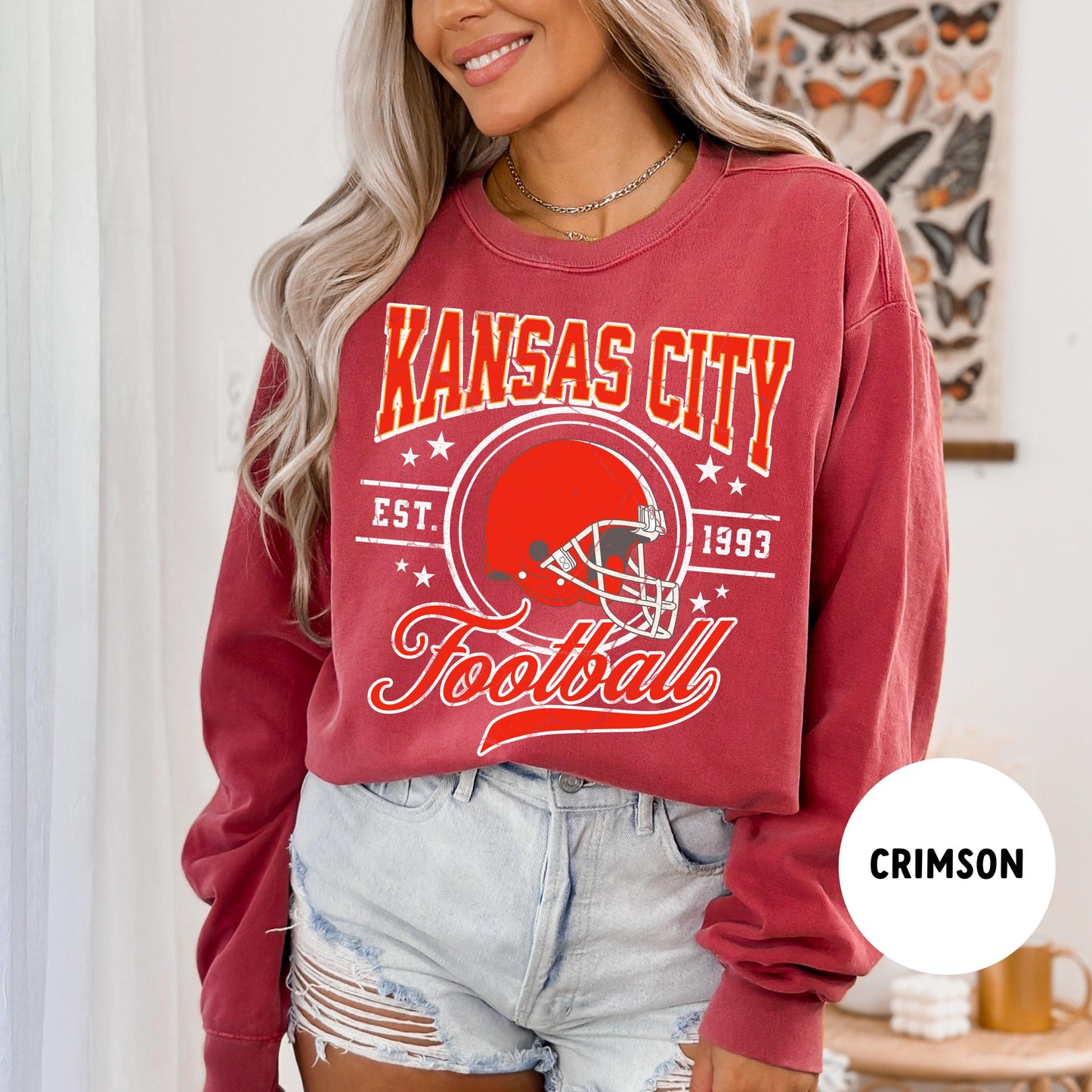 Kansas City Football Sweatshirt Vintage Crewneck Mahomes Butker Chiefs Shirt