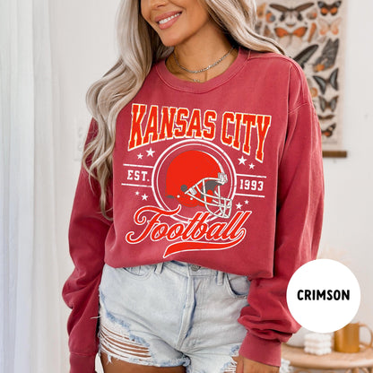 Kansas City Football Sweatshirt Vintage Crewneck Mahomes Butker Chiefs Shirt