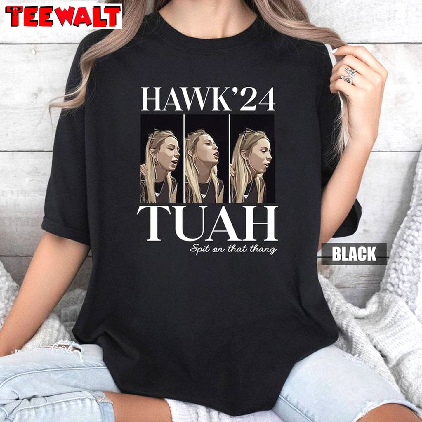 Comfort Color Hawk Tuah Spit On That Hang Shirt, Hawk Tuah 24 Unisex Hoodie Long Sleeve