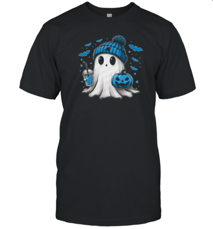 Halloween Carolina Panthers NFL Football Fan Ghost With Pumpkin T-Shirt