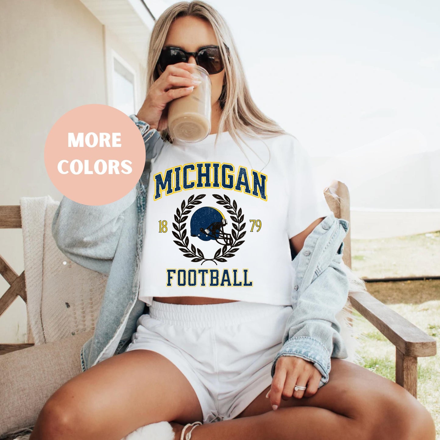 Michigan College Football Crop Top - Vintage Retro Game Day Outfit