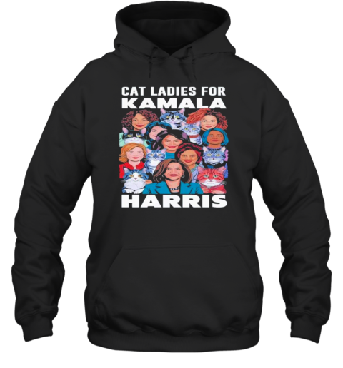 Cat Ladies For Kamala Harris Funny Cat President Kamala 2024 T-Shirt