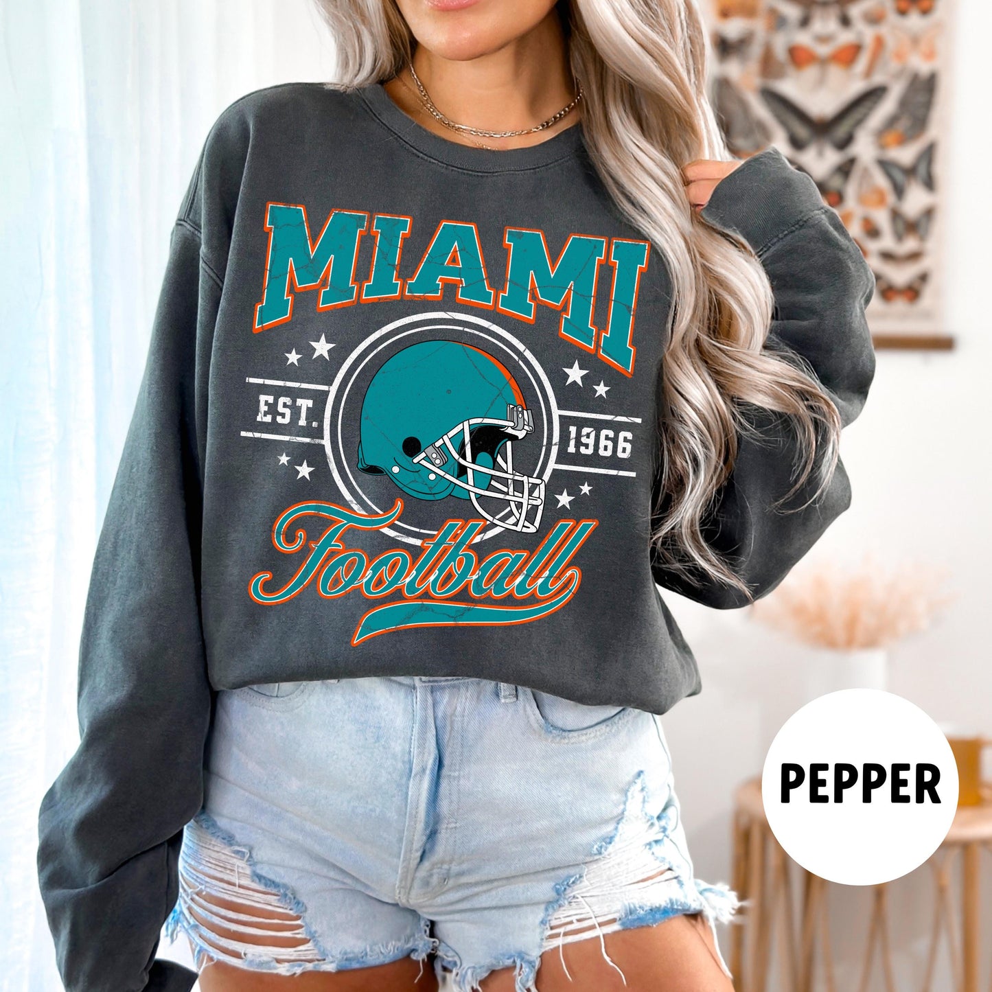 Miami Football Vintage Sweatshirt, Retro Crewneck, Florida Dolphins Gift