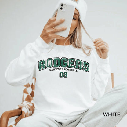 Aaron Rodgers Sweatshirt - Vintage Style Jets Crewneck - New York Football