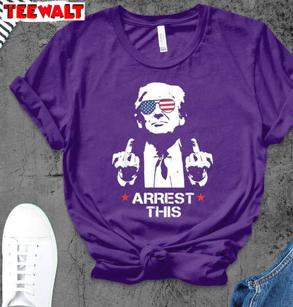 Arrest This Comfort Shirt, Usa Flag Sunglasses Inspirational T Shirt Short Sleeve