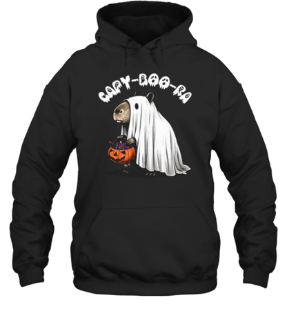 Capybara Ghost with Candy  Cute Halloween Art by Designed By Marty T-Shirt