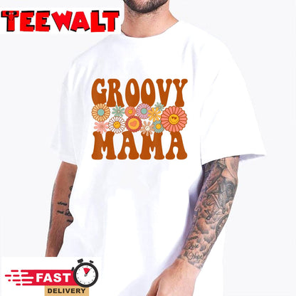 Retro Groovy Mama Matching Family 1st Birthday Party T-Shirt