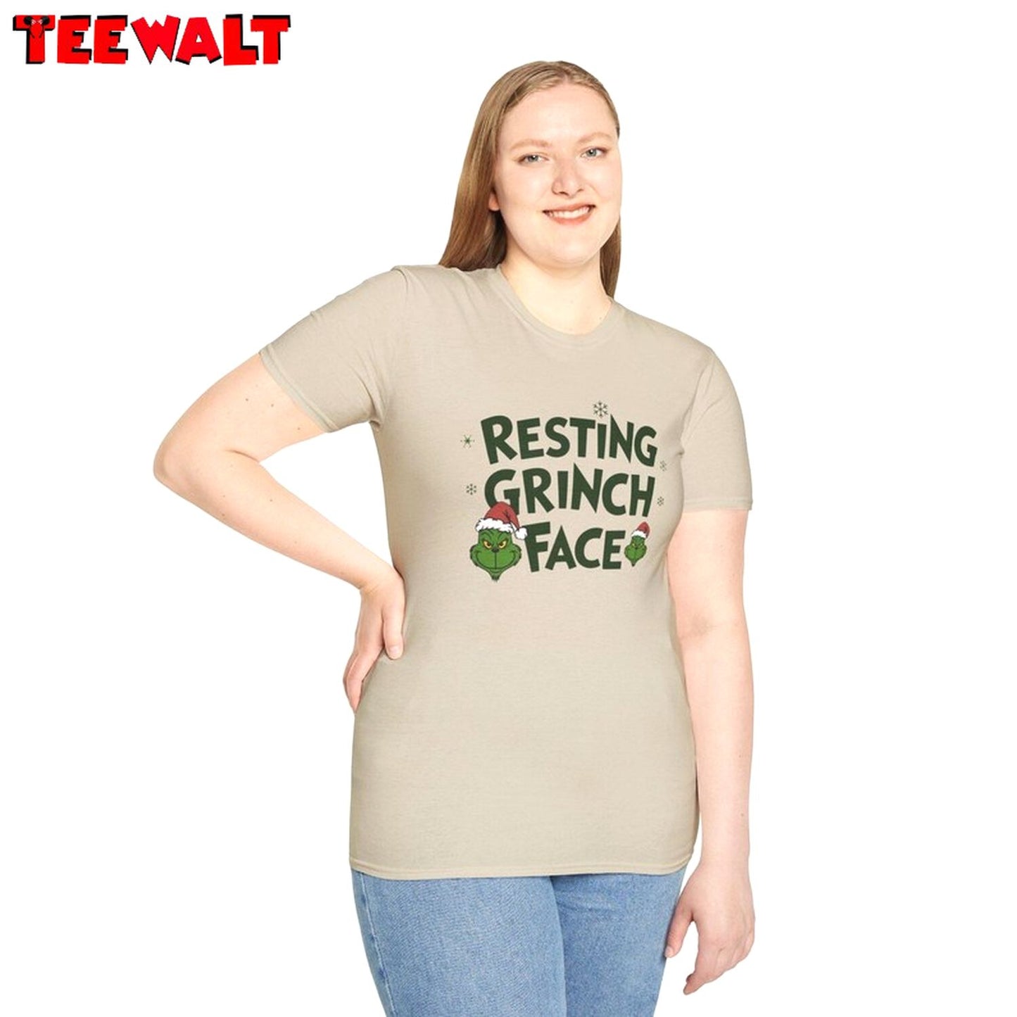 Resting Grinch Face T Shirt, Funny Grinchmas Tee, For Family