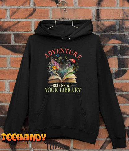 Adventure Begins At Your Library Summer Reading 2024 Flowers T-Shirt