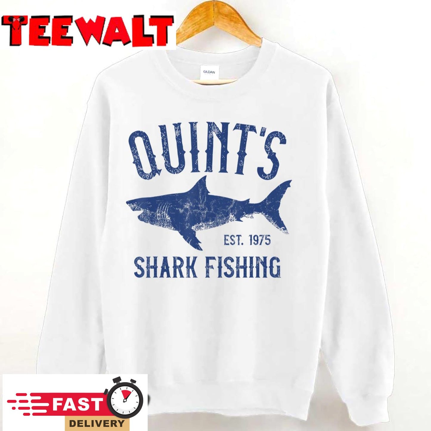 Vintage Quint's Shark Fishing 1975 Retro T-Shirt