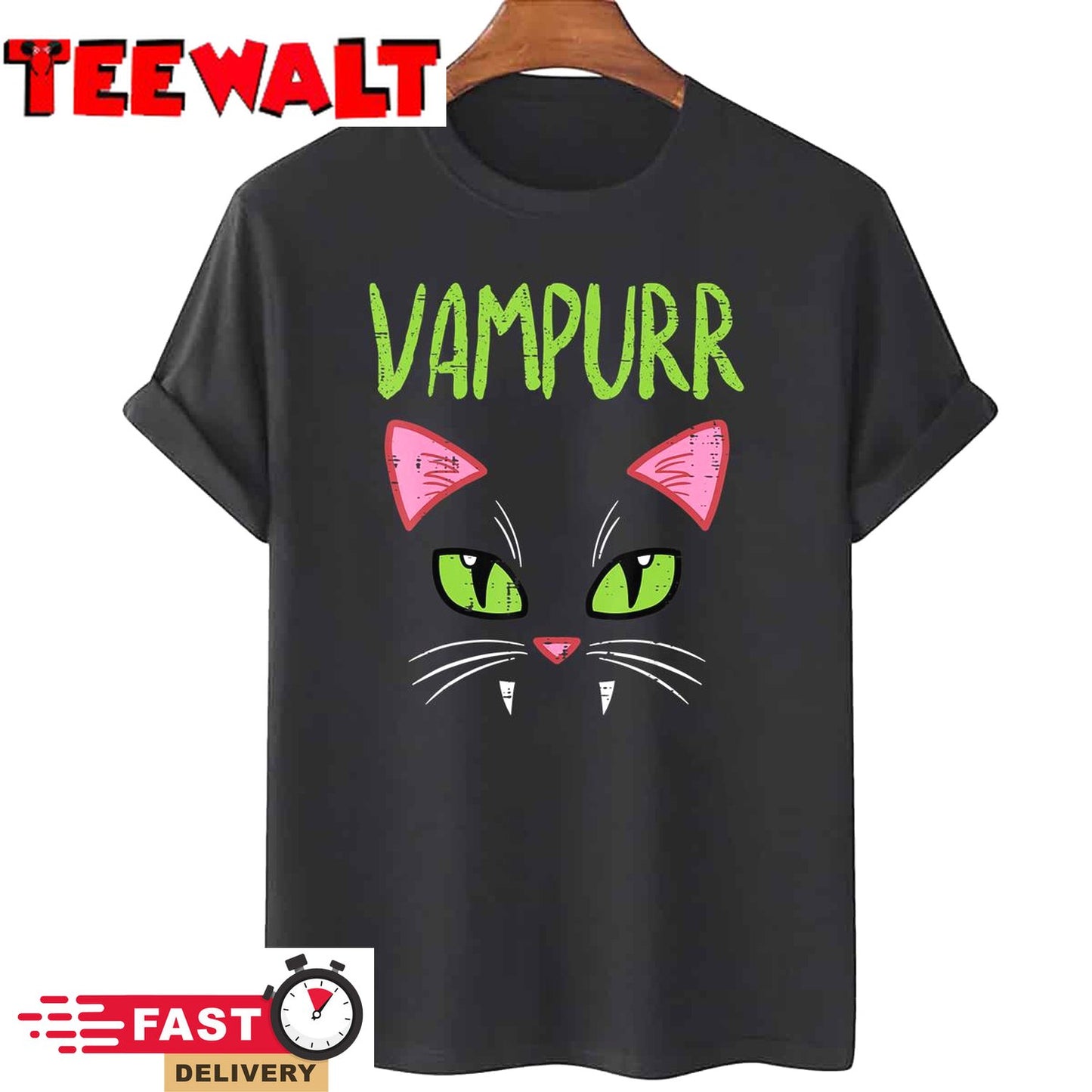 Vampurr Vampire Cat Funny Halloween Costume Women Girls T-Shirt