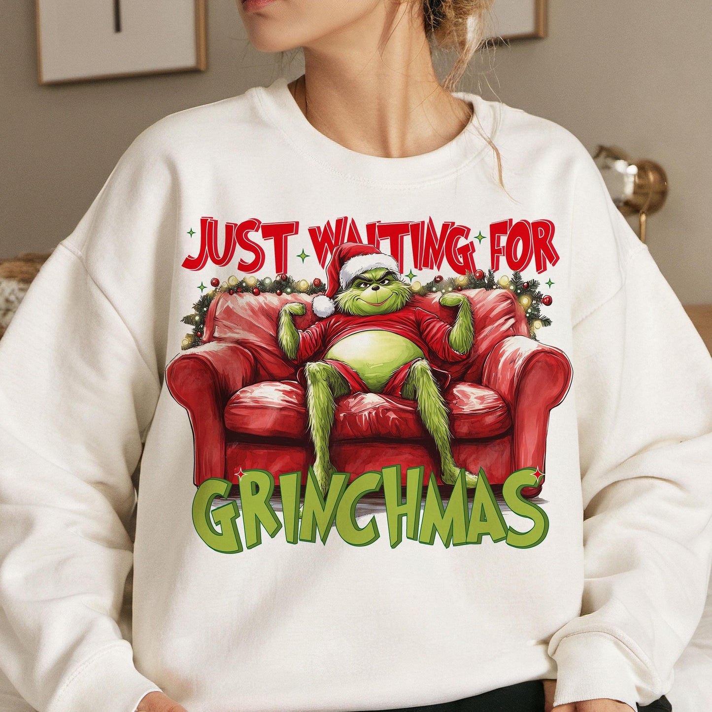 Just Waiting For Christmas Funny Retro Sublimation Design