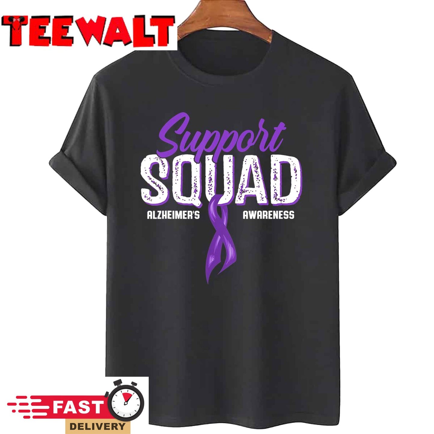 Support Squad Alzheimer's Awareness Purple Ribbon T-Shirt