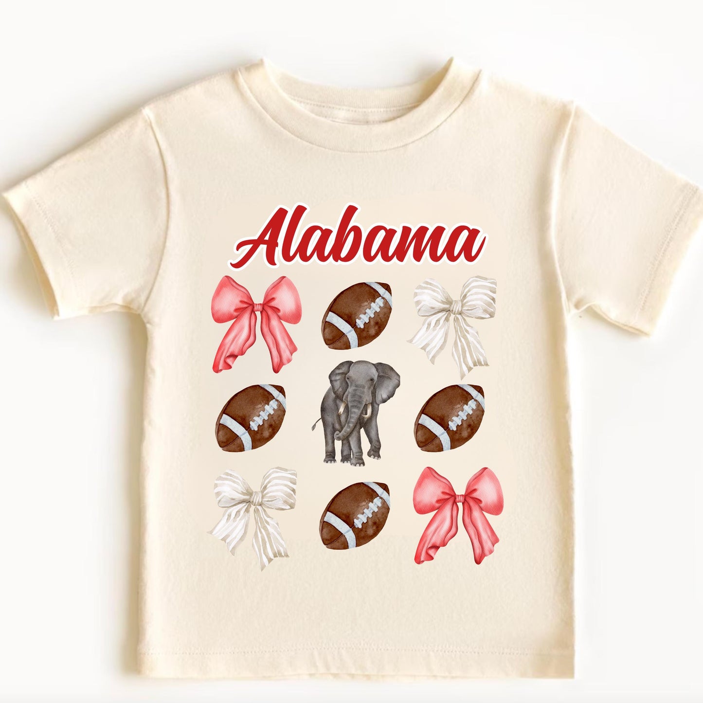 Alabama Baby Top Bow Shirt - Youth & Toddler Game Day Football Kids Shirt, Coquette Style