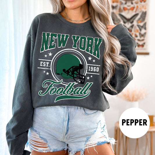 Comfort Colors Jet Football Sweatshirt New York Vintage Crewneck