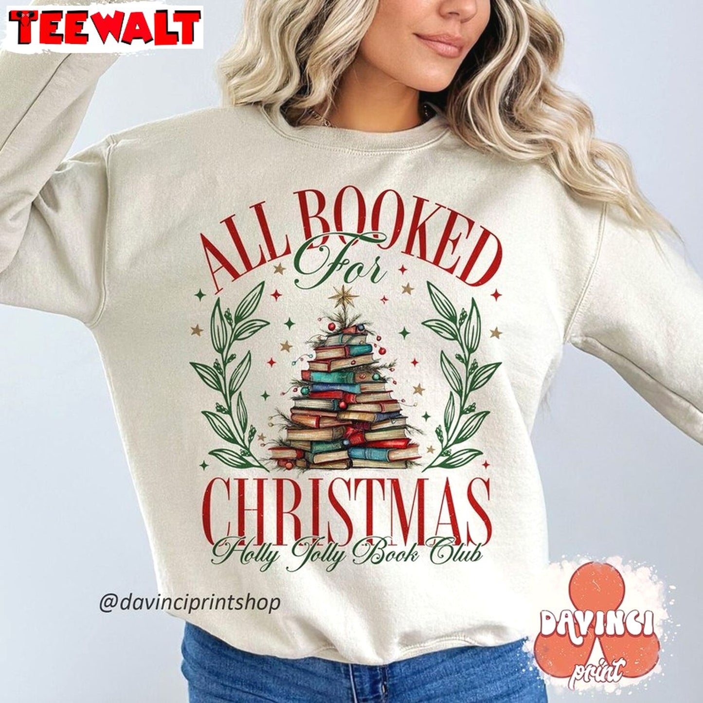 All Booked For Christmas Sweatshirt, Book Lovers Gift 01