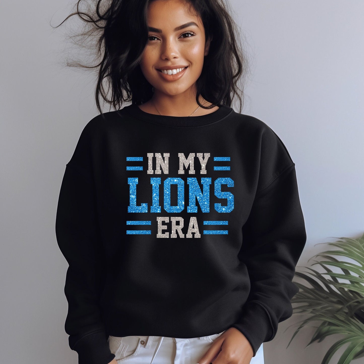 In My Lions Era Glitter Sweatshirt For Detroit Lions Fans