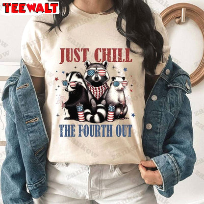 Cool Design Just Chill The Fourth Out Raccoon Shirt, Comfort America Short Sleeve Crewneck