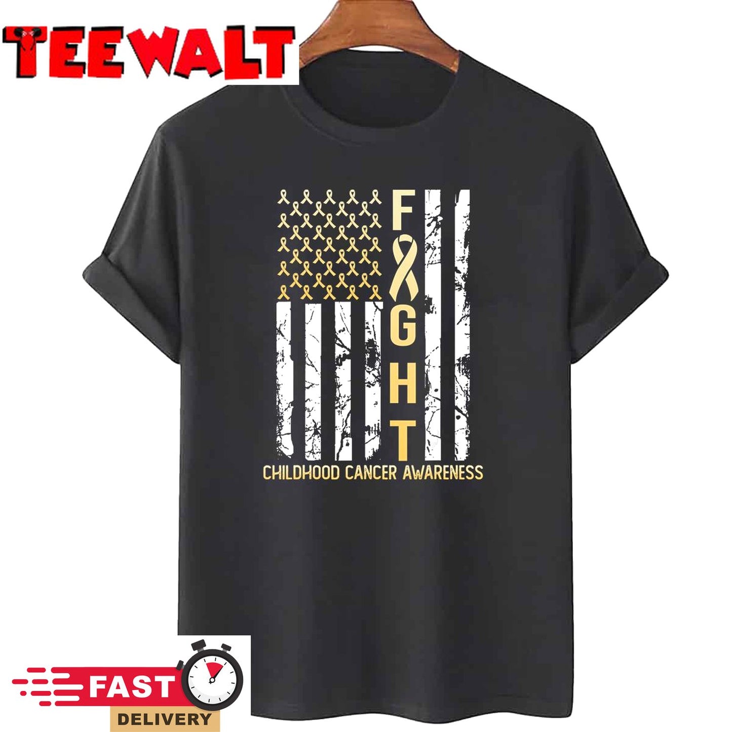 USA Gold Flag Childhood Cancer Awareness Month September T-Shirt