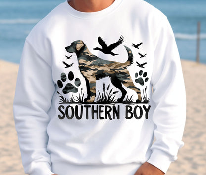 Southern Boy Hunting Dog Camouflage Sweatshirt T-Shirt