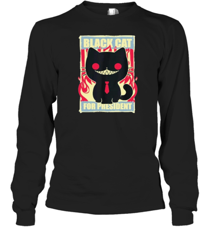 Black Cat For President Creepy Smile Election T-Shirt