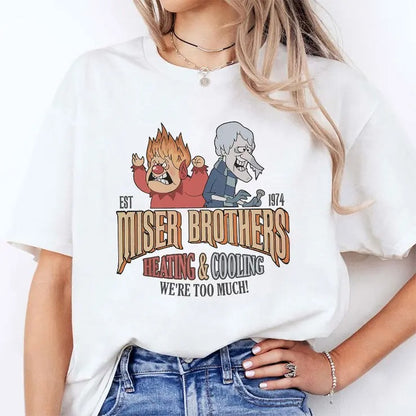 Miser Brothers Heating And Cooling We're Too Much Est 1974 Shirt