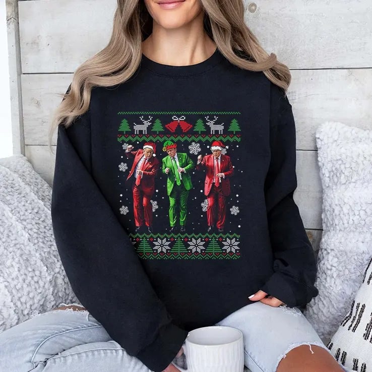 Trump Dance Elf Santa Christmas Ugly Sweater Xmas T Shirt