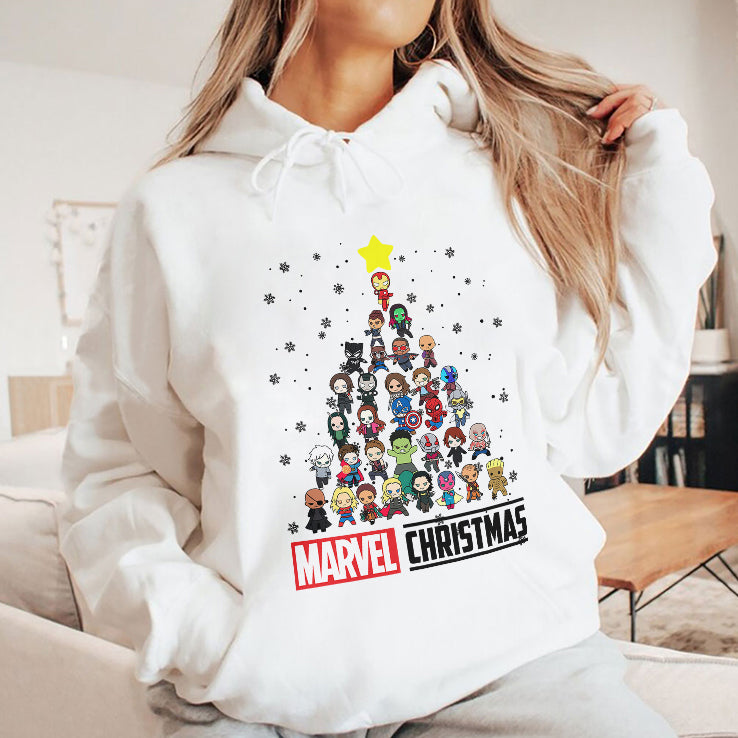 Marvel Studios Avengers Characters Chibi Tree Christmas T Shirt