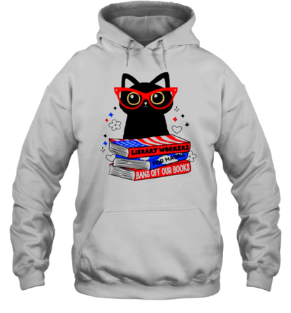 Cat Library Workers For Harris Bans Off Our Books T-Shirt