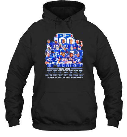 New York Giants Est 1925 100Th Anniversary 1925 2025 Thank You For The Memories Players Names Signatures T-Shirt