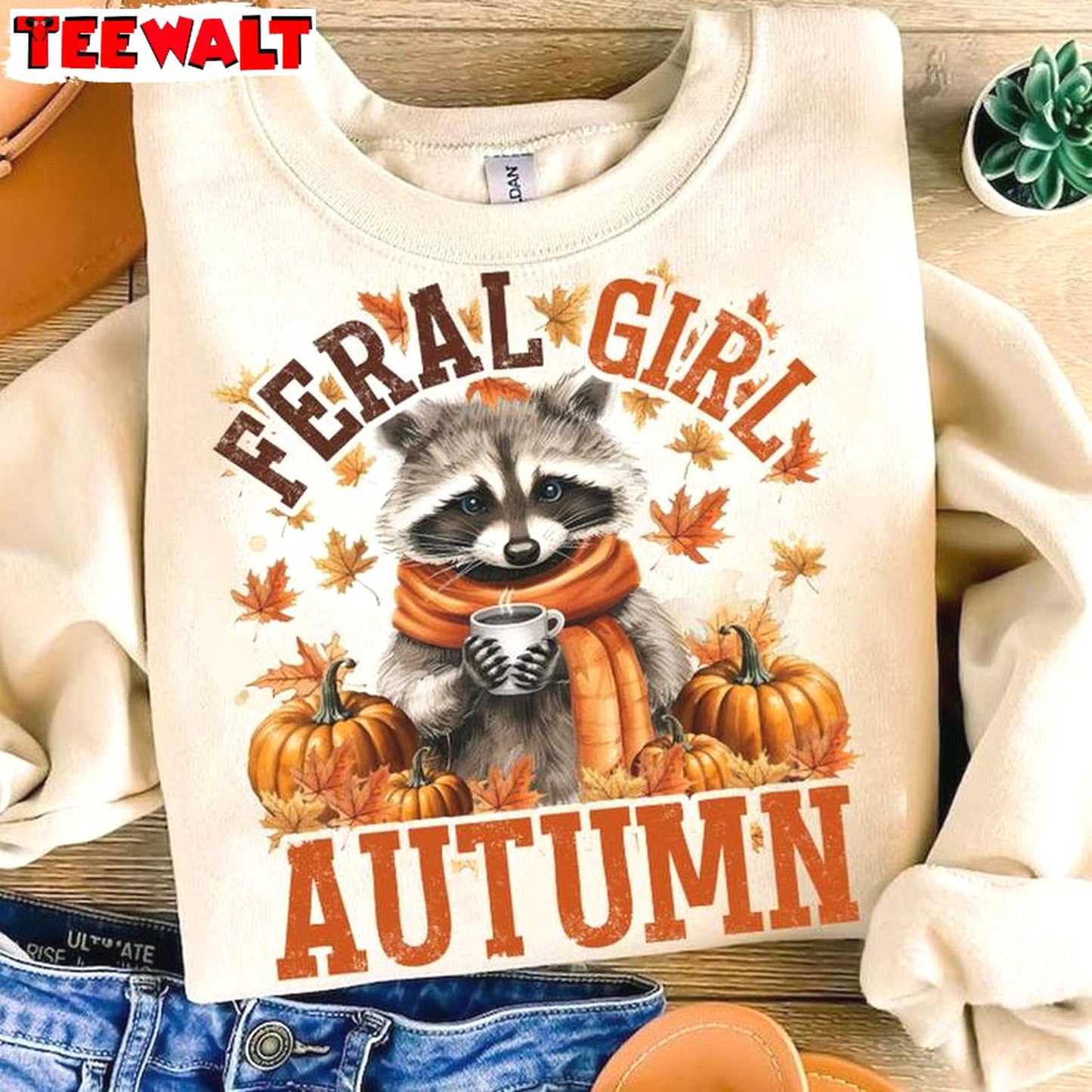 Funny Autumn Unisex Hoodie, Limited Feral Girl Autumn Shirt Crewneck