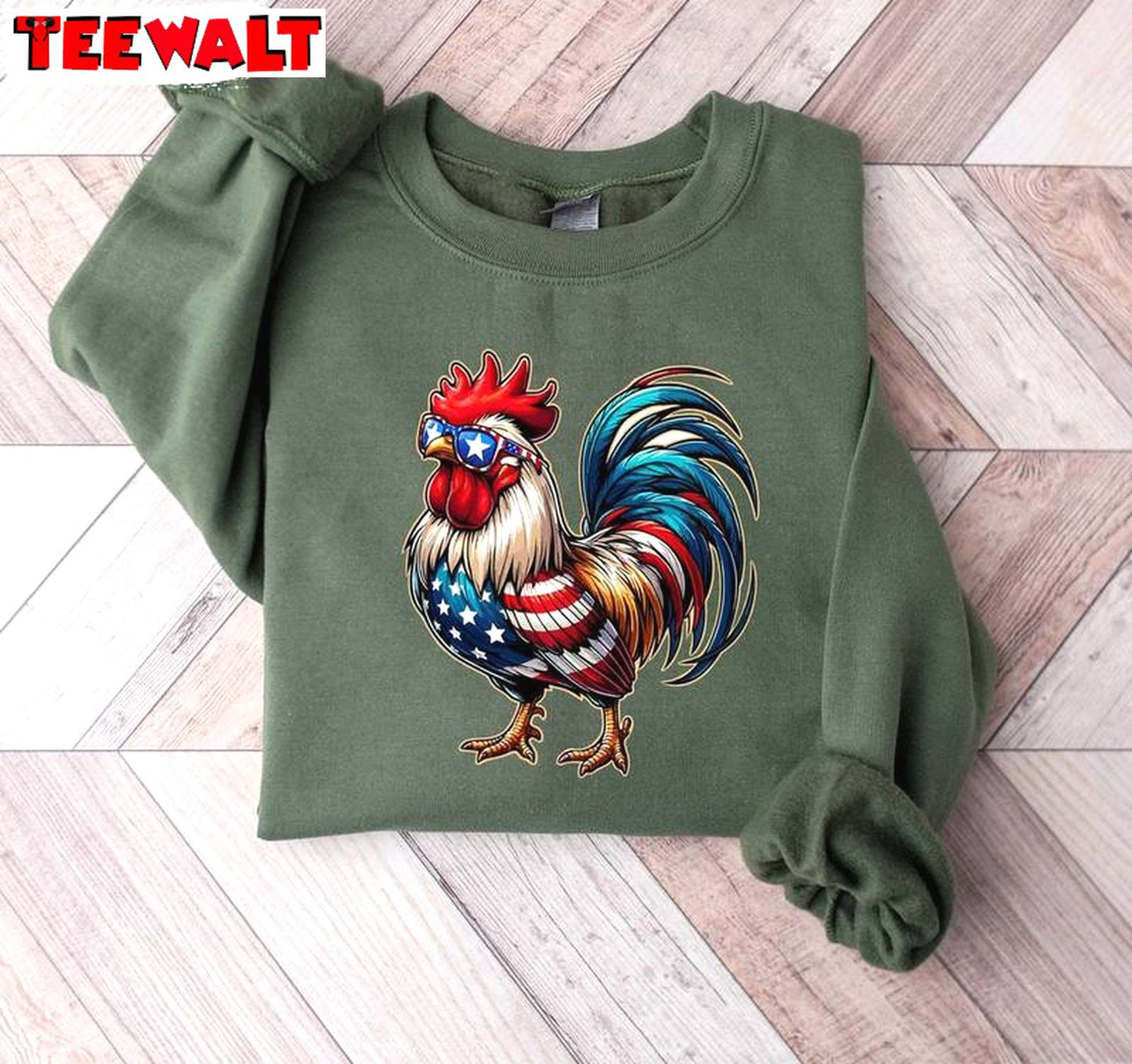 Must Have Fourth Of July T Shirt, Trendy Chicken 4th Of July Shirt Crewneck