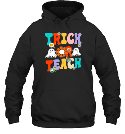 Flower Ghost Halloween Trick Or Teach T-Shirt