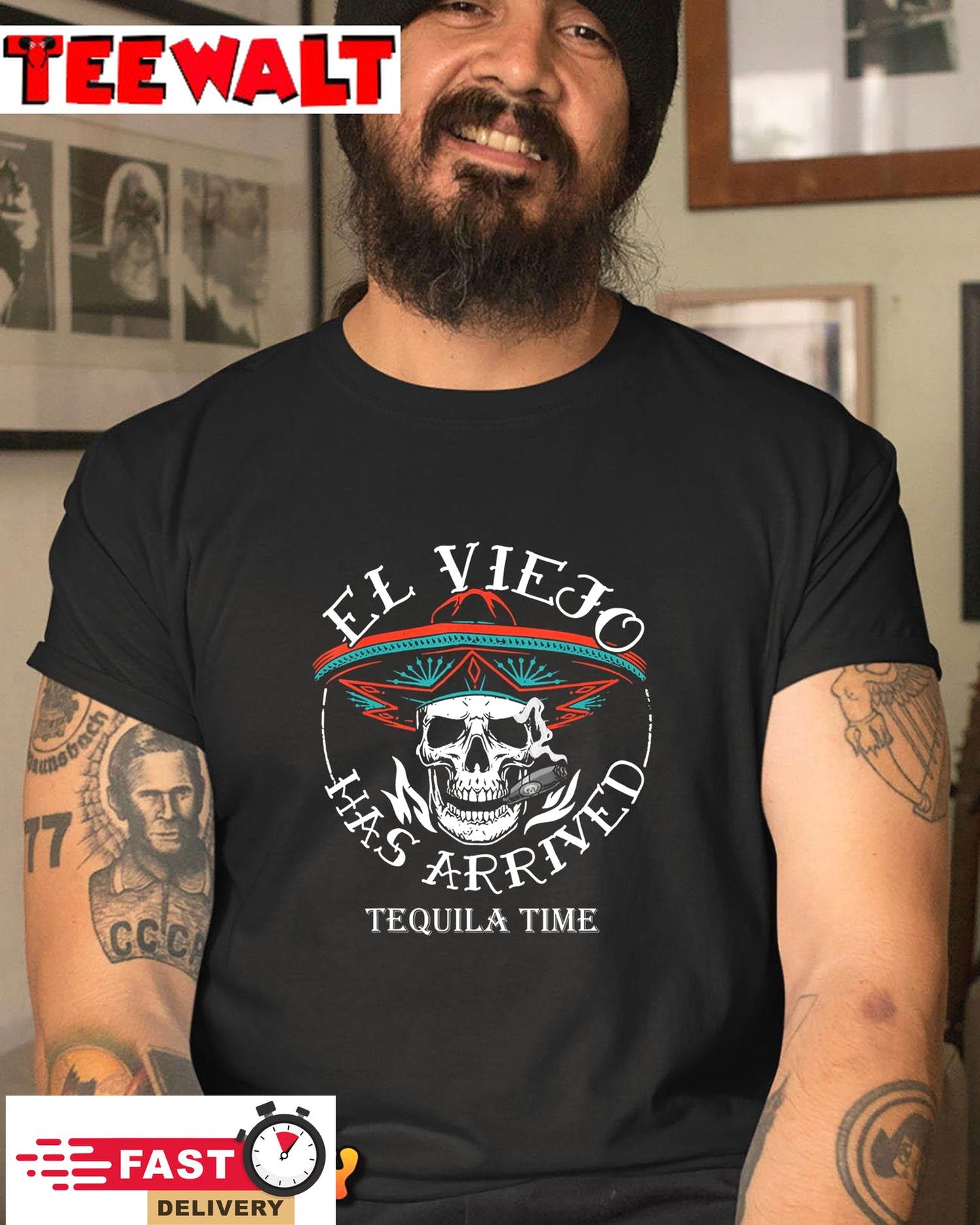 El Viejo Has Arrived Tequila Time Vintage T-Shirt