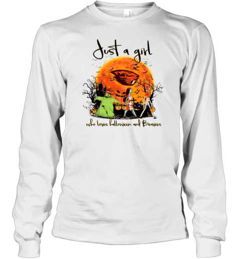 Just A Girl Who Love Halloween And Oregon State Beavers Football T-Shirt